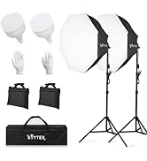 Skytex Softbox Lighting Kit 2Pack, 28in Octa Soft Box | 135W 5500K E27 Bulb Continuous Photograph...