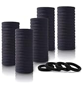 100PCS Black Hair Ties for Women Girls, Seamless Thick Black Hair Band, Elastic Hair Ties No Dama...