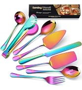 AARAINBOW Hostess Serving Utensils Set Large, 8 Pcs Stainless Steel Serving Utensils for Parties ...