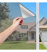 LEMON CLOUD Window Film Privacy One Way Mirror Vinyl Glass Film Reflective Window Cling Heat Cont...