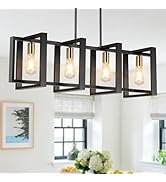 4-Light Dining Room Light Fixture, 53’’ Farmhouse Wood Chandelier Kitchen Island Lighting Over Ta...