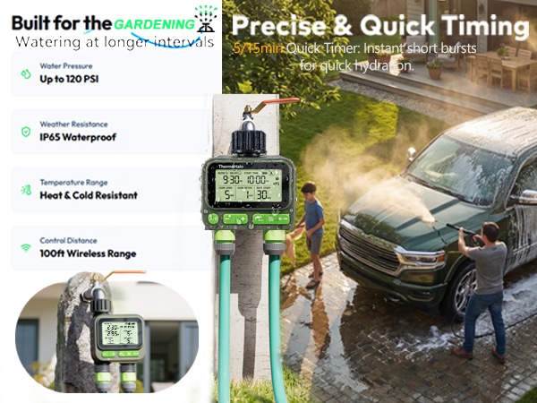 Sprinkler Timer with 3 Individual Programs, Brass Inlet Water Timer for Garden Hose