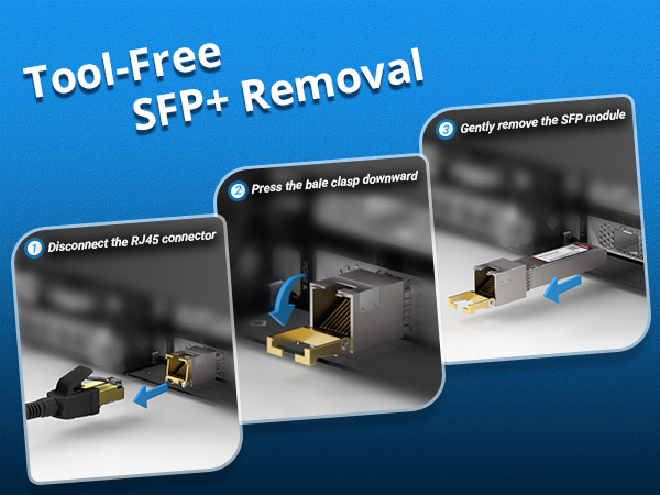 Tool-Free Remova sfp+ to rj45