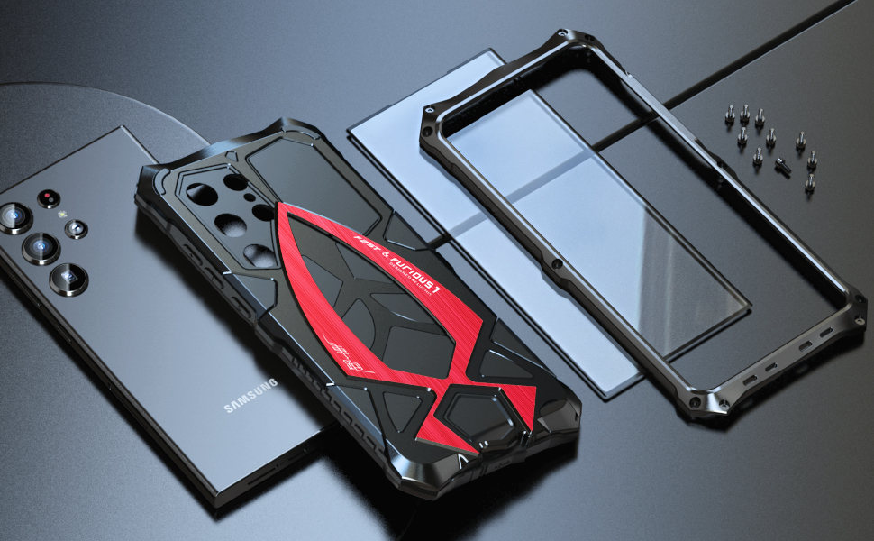 the iphone 7 has a red design on the back of it.