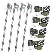 12 Inch Heavy Duty Metal Tent Stakes, Sturdy 304 Stainless Steel Tarp Stakes