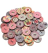 Lilaly 50 PCS 2 Holes Buttons, Vintage Wood Buttons, for Sewing Children Sweater DIY Crafts Scrap...