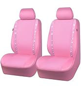 CAR PASS Bling Car Seat Covers, Shining Rhinestone Waterproof Faux Leather Pink Car Accessories T...