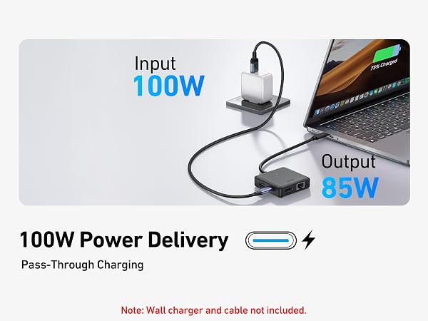 BENFEI USB C HUB 6in1 with HDMI(4K@60Hz), 100Mbps Ethernet, 100W PD, 1*USB 3.2 &amp; 2*USB 2.0