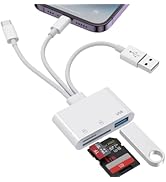 3-in-1 SD Card Reader for iPhone 17 16 15 14 iPad, Memory Card Reader with USB Camera Adapter Plu...