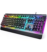 TECKNET RGB Gaming Keyboard, 105 Keys, All-Metal Panel, 15-Zone RGB Illumination, Silent Keyboard...