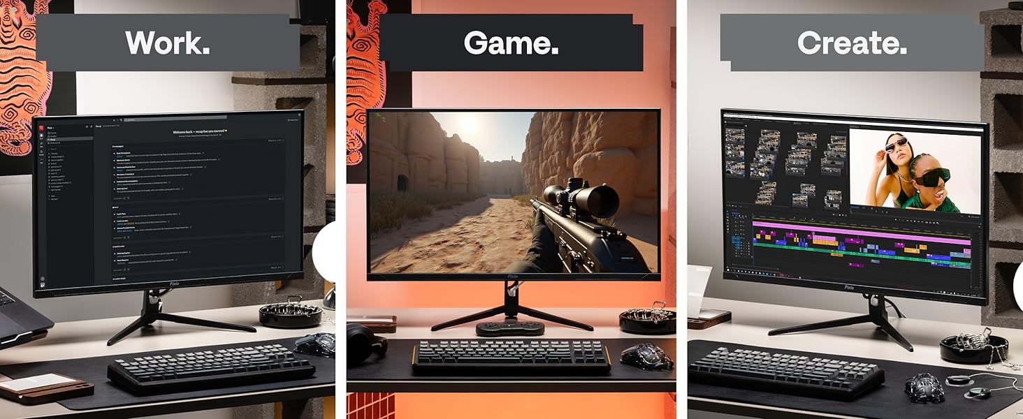 Black 27-inch monitor for office work, gaming, competitive play, and creative use
