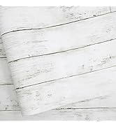 Abyssaly Peel and Stick Wallpaper 17.7" X 118" White Gray Wood Shiplap Contact Paper Self-Adhesiv...