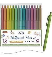 Shuttle Art Ballpoint Pens, 15 Pack Vintage Retractable Black Ink Ball Point Pens, Cute Pens 1.0m...