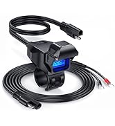 EXTRACTME Motorcycle Phone Charger, Quick Charge 3.0 Motorcycle USB Charger with LED Light and Au...