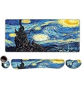 Extended Gaming Mouse Pad, Memory Foam Ergonomic Keyboard Mouse Wrist Rest Support Set, Large Des...