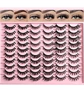 FARRED Lashes Natural False Eyelashes 6 Styles Wispy Strip Lash Pack 30 Pairs Cat Eye Fake Mink E...