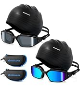 Odoland Swim Goggles Swimming Cap with Goggles Case, UV Protection Swimming Goggles, Silicone Swi...