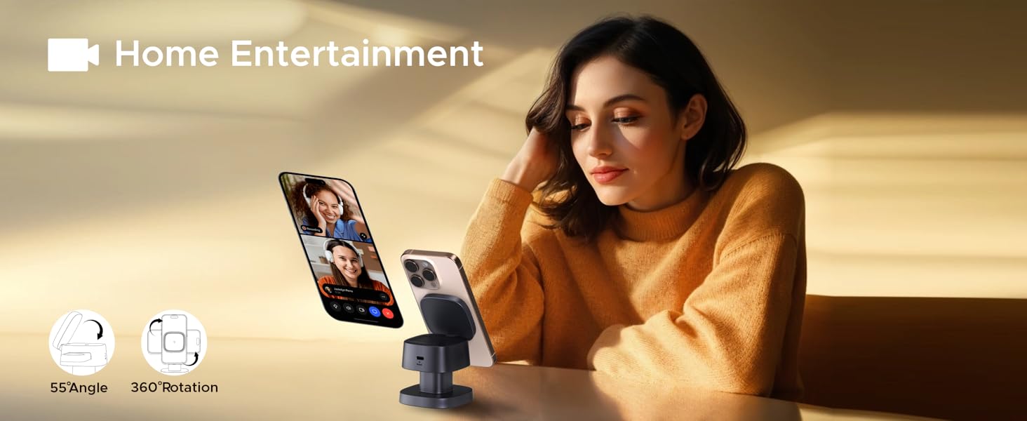 Charging station for apple devices for your home entertainment. 55°Angle adjustable viewing