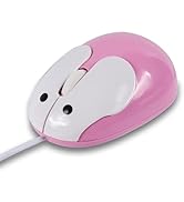 elec Space Cute Rabbit Shape USB Wired Mouse, 1200DPI, 3 Buttons, 3.6 ft Cord (Pink)
