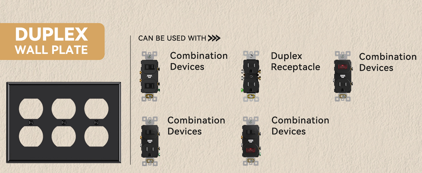 3 Gang Standard Duplex Switch Wall Plate