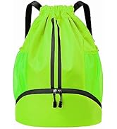 Hoedia Sports Drawstring Backpack - String Swim Gym Bag with Shoes Compartment and Wet Proof Pock...