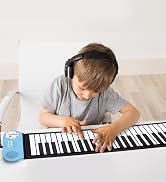 PicassoTiles PT49 Portable Kid's 49-Key Flexible Roll Up Educational Electronic Digital Music Pia...