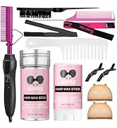 Goiple Electric Hot Comb Pink Hair Straightener Electrical Straightening Comb Curling Iron for Na...