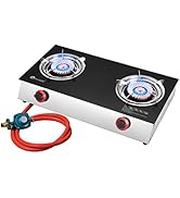 Vivicreate Camping Camp Range Chef Griddle Outdoor Kitchen Garden grill propane gas two Glass top...