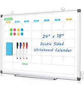 AMUSIGHT Dry Erase Board Calendar for Wall, 24" x 18" Magnetic Whiteboard Calendar, Monthly Calen...