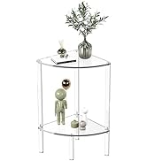 Eglaf Acrylic Triangle End Table - 2 Tier Corner Side Table - Small Corner Table for Living Room,...