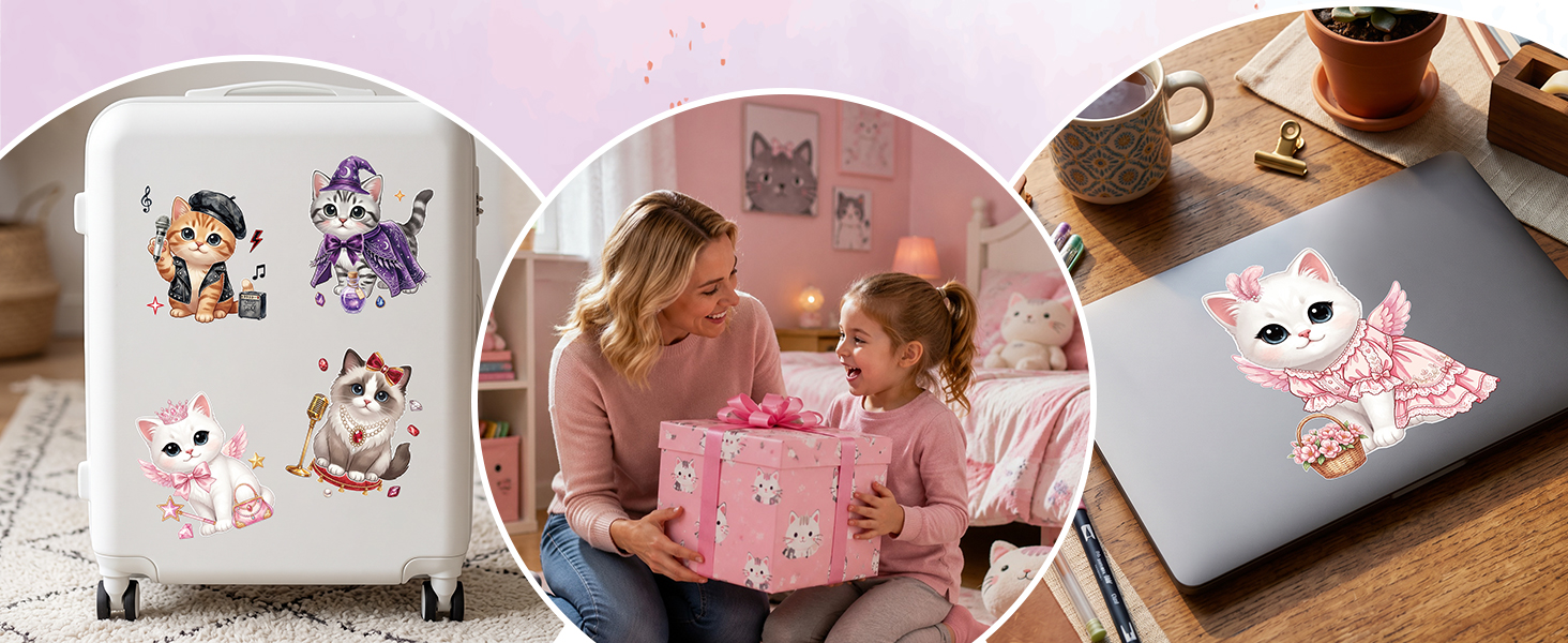 Dress Up Kitten Sticker for Girls