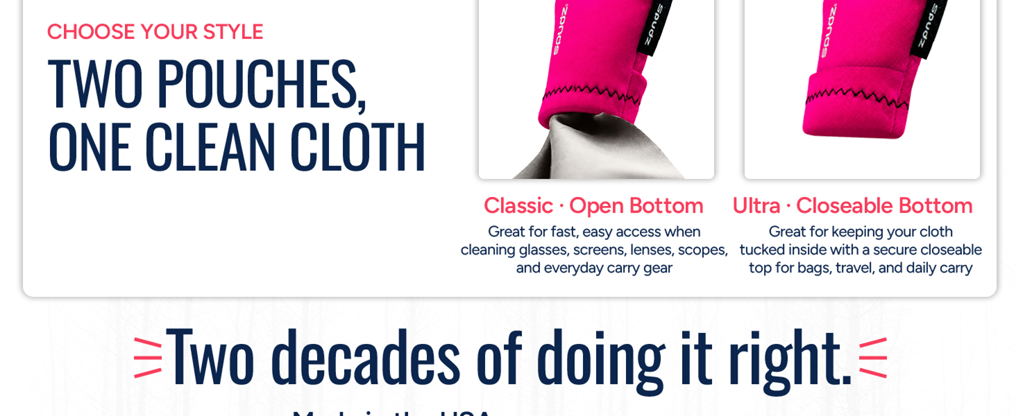 Ultra Microfiber Lens Cleaner Bottom Clip-On Pouch Washable Binoculars, Scopes, Glasses, Screens