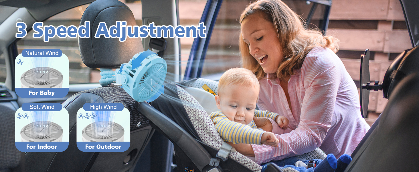 portable mini fan clip on baby stroller for travel personal handheld battery powered rechargeable