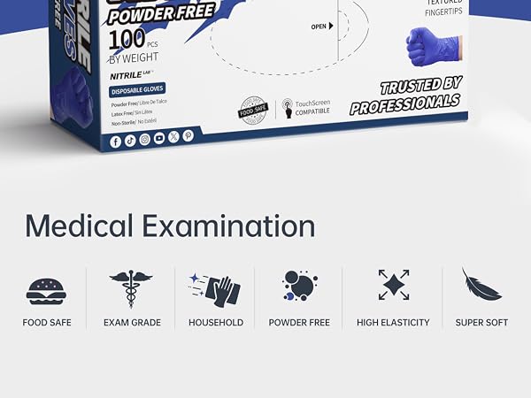 BEASTEK NITRIL GLOVES BLUE VIOLET BLUE IRIS MEDICAL GLOVE EXAM
