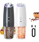 CIRCLE JOY Rechargeable Salt and Pepper Grinder Set Gravity Electric Salt and Pepper Grinder Set,...