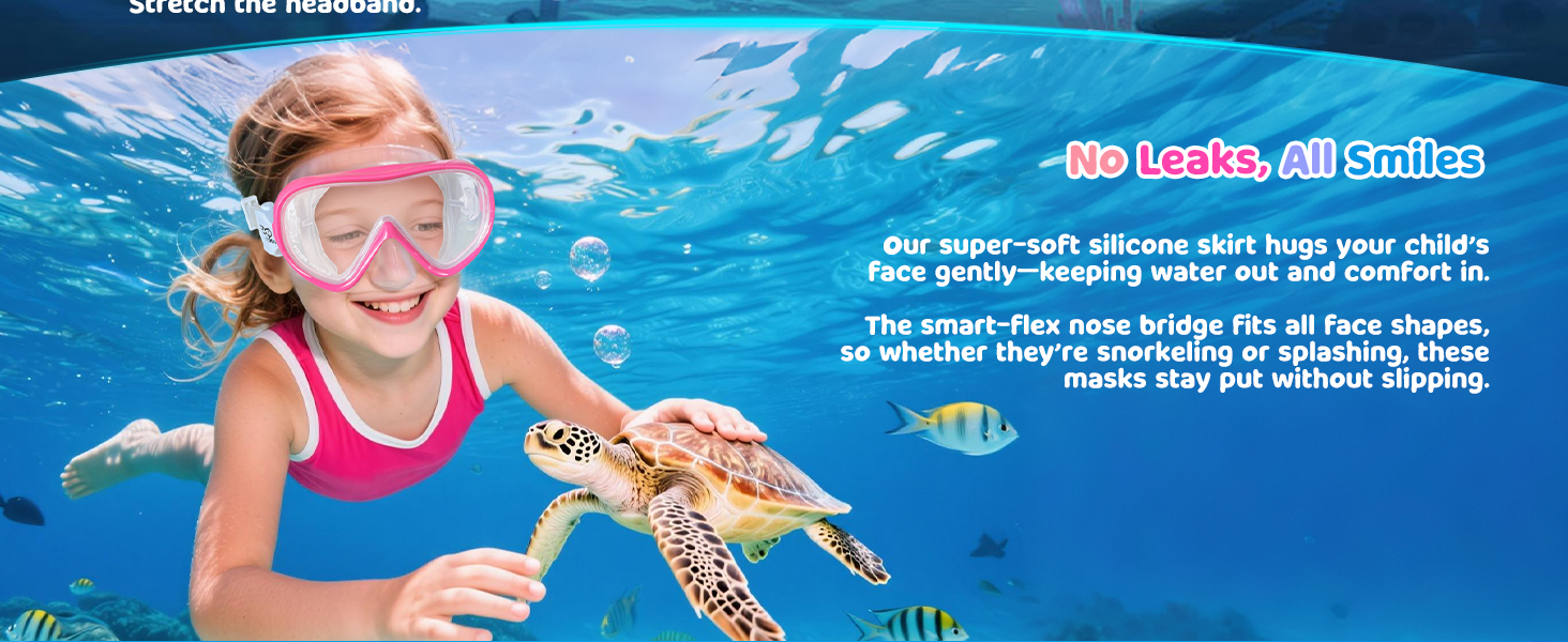 Kids Goggles with Nose Cover Kids Swim Goggles180° Clear View Snorkel Diving Mask for 5-15 Anti-Fog