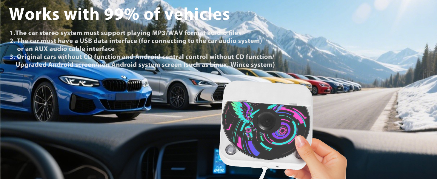 portable cd player tf card usb data interface vehicles car stereo mp3 WAV cds music audio cable