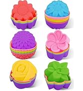 Silicone Cupcake Liners, Reusable Muffin Liners BPA Free Dishwasher Safe Baking Cups, 3 x 3 x 1.3...