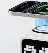 Retro Robot 5-in-1 Bluetooth Speaker: 15W Wireless Charger, Pixel LED Screen, 10W Stereo Sound &amp; ...