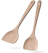 Hefild 2PCS Wooden Spatulas for Cooking,13.5inch Uncoated Beech Wood Turners for Frying,Non-Scrat...