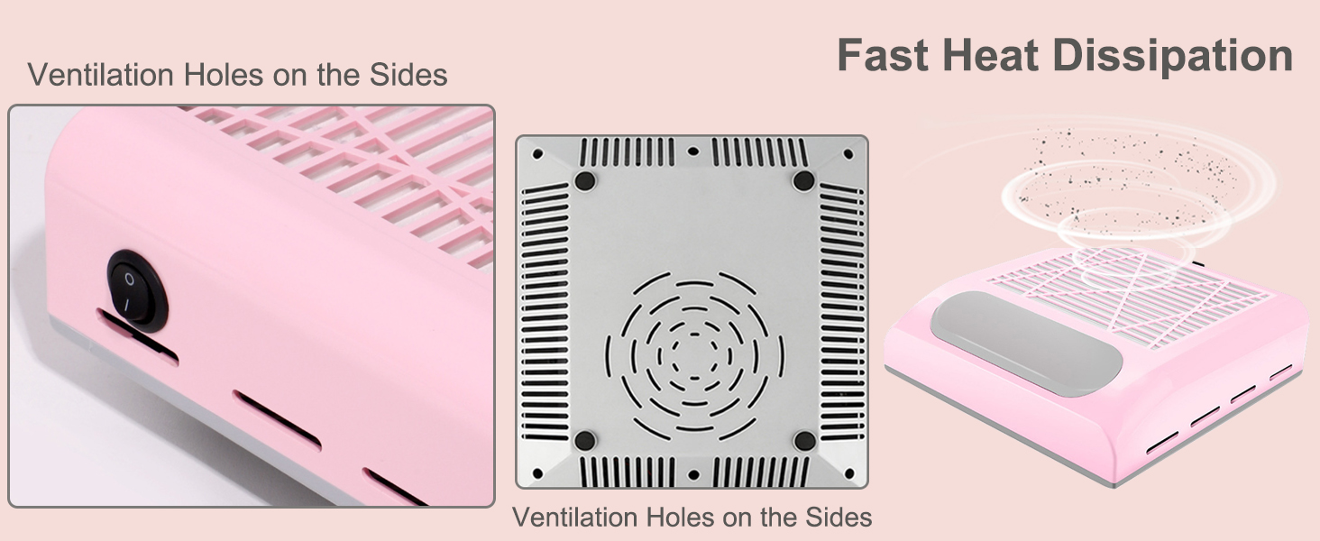 ibubu Professional Nail Dust Collector Machine 80W Pink