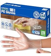 HD PROTECT Disposable Plastic Gloves 100 Pack – Food Safe, BPA &amp; Latex-Free HDPE Gloves for Cooki...