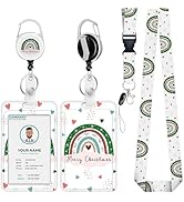 Christmas Lanyards for Id Badges, Be Kind Rainbow Badge Reel Heavy Duty with Carabiner Clip, Fash...