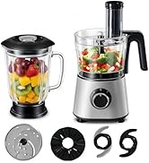 Simple Deluxe Food Processor Blender Combo, 300W Electric Food Processor for Slicing, Dough, Vege...