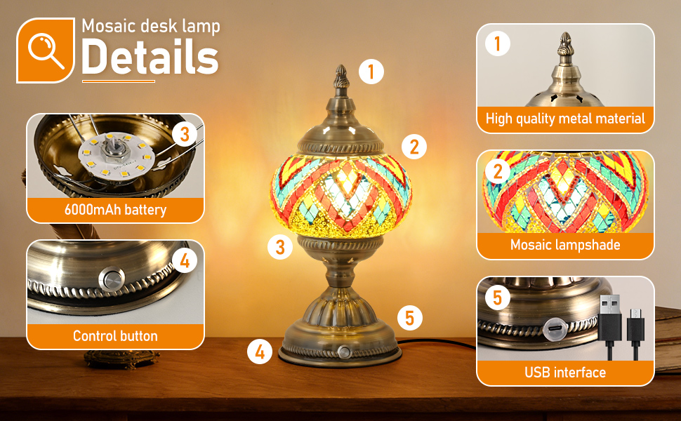 Table Lamp with 3600mAh Battery