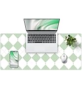 METEOROCK Checkered Desk Mat with PU Leather, 35.4" x 15.7" Non-Slip Large Mouse Pad for Desk, Ea...