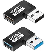 UCEC 90 Degree USB Adapter, 3.2 USB Right Angle Adapter, Horizontal Left and Right Angle USB A Ma...