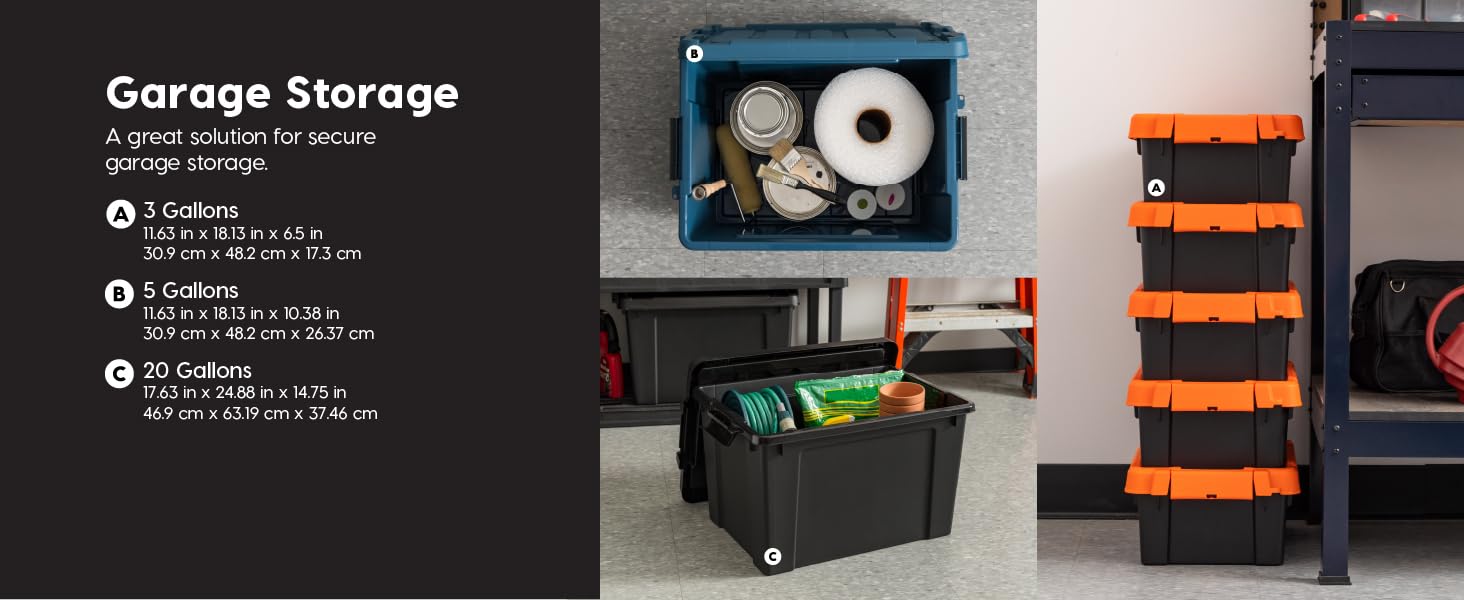 Lockable Storage Bins with Lids Heavy Duty, Stackable Containers, Garage Organizing Bins Moving Tubs