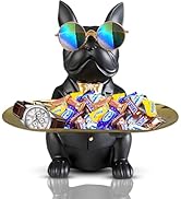 Huhote Bulldog Tray Statue, Sitting Bulldog Candy Dish Key Holder Bowl, Bulldog Gifts Accessories...