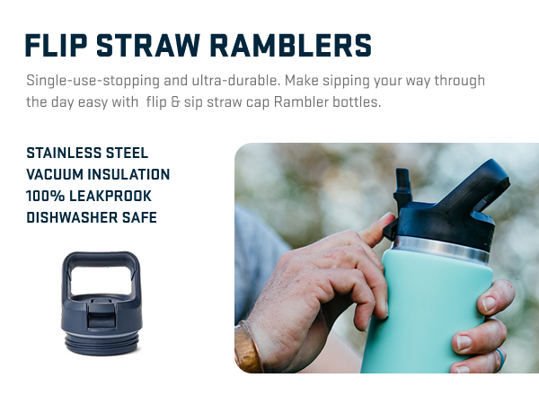 flip straw ramblers stainless steel water bottles